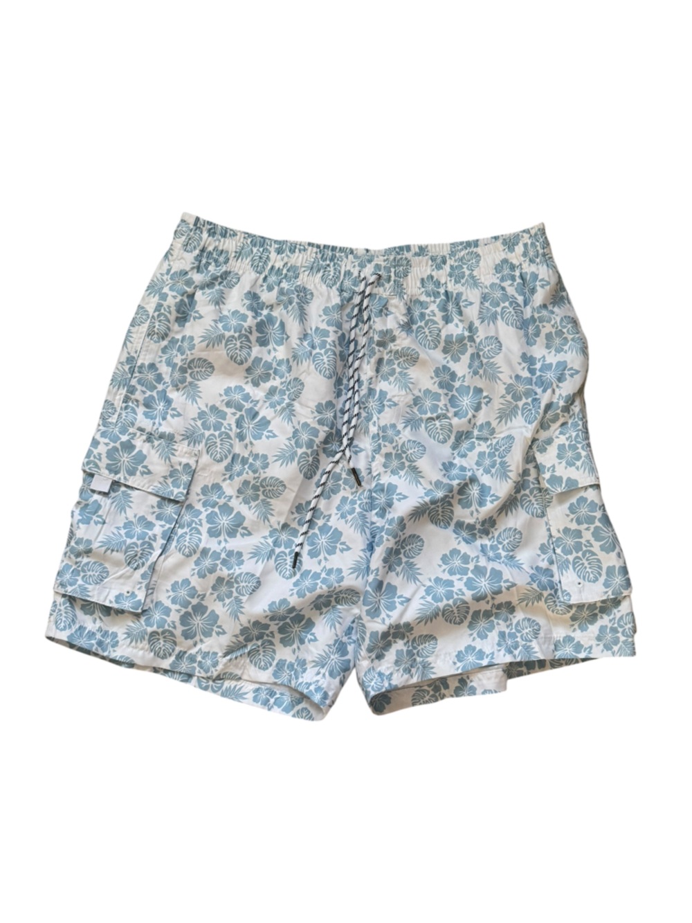 Light Blue Floral Swim Trunks